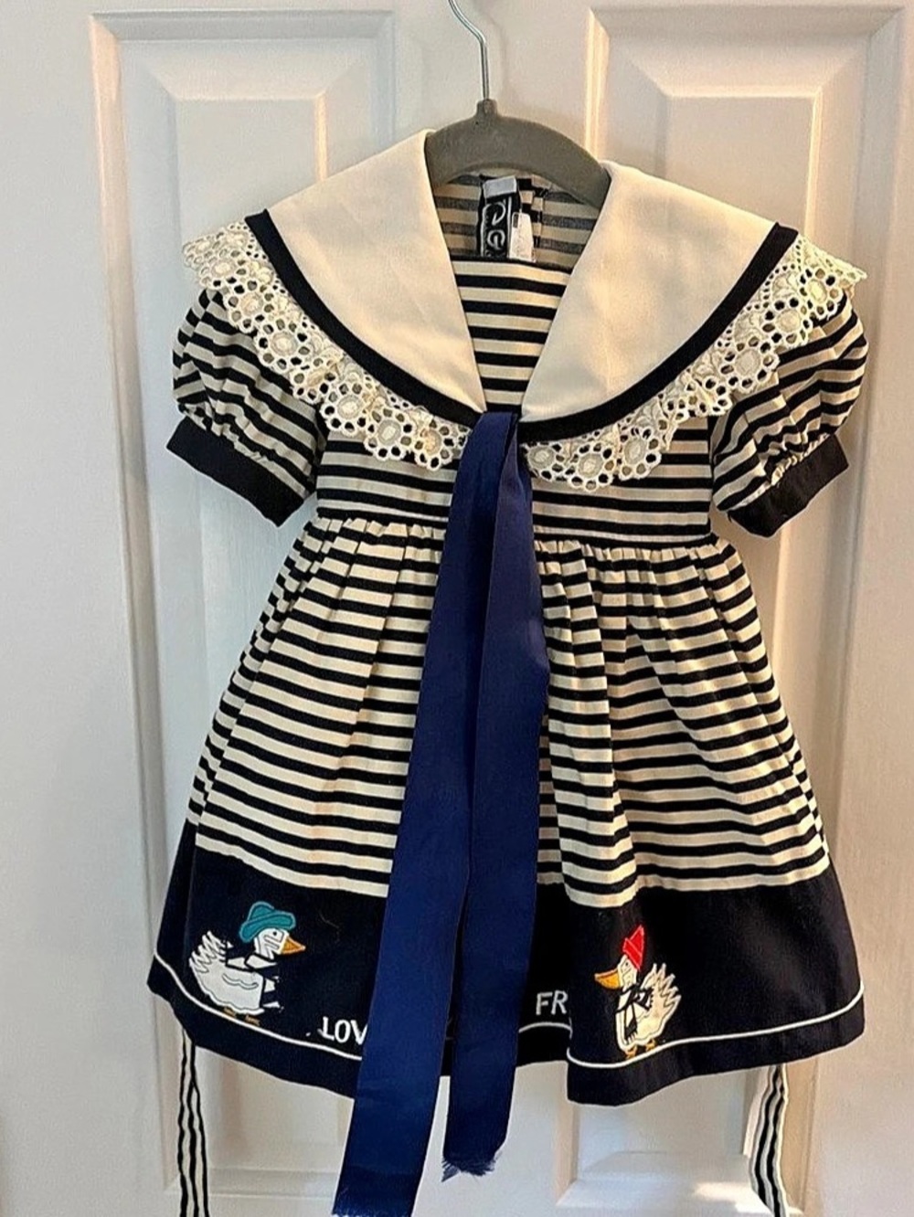 Vintage Geta Striped Sailor Dress in Blue & White, 18 Months